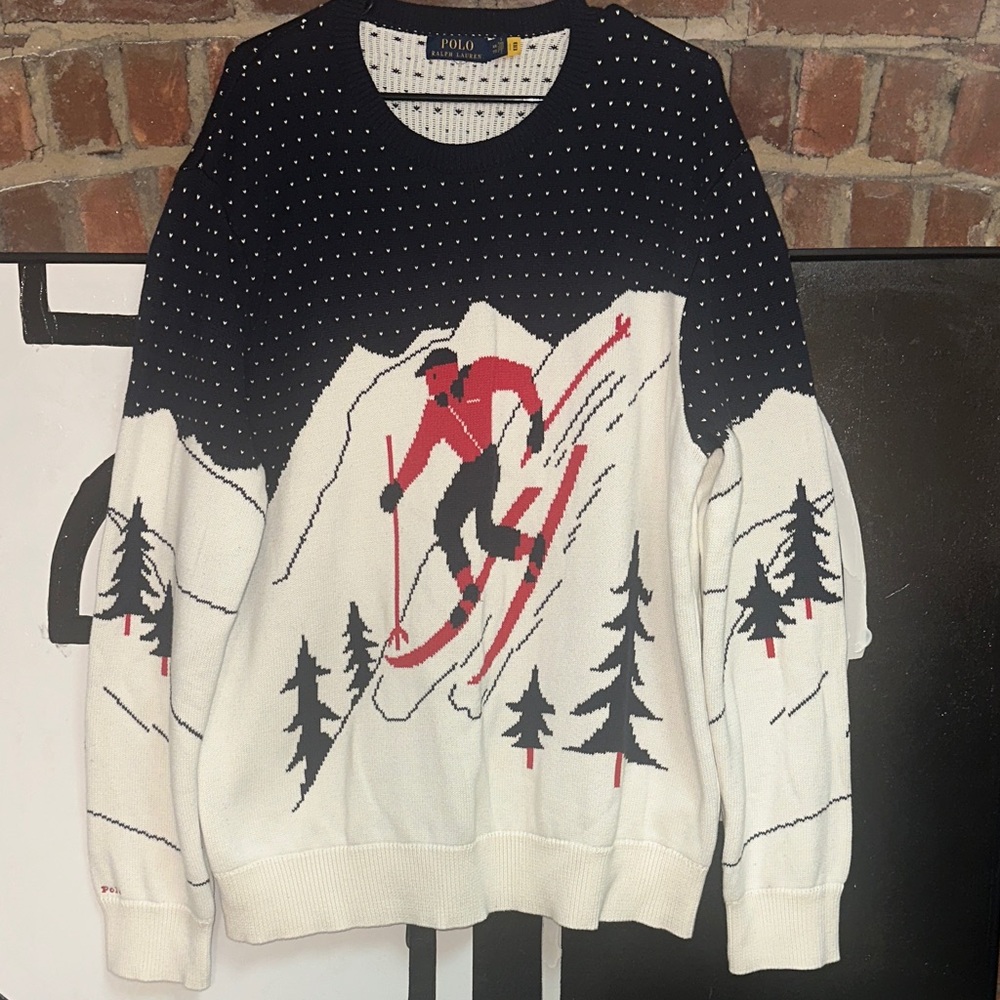 Polo by Ralph Lauren Men's Navy and Cream Ski Sweater